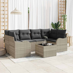 vidaXL Tuin Sofa Set met kussen 7 pcs Licht Grijs en Donker Grijs