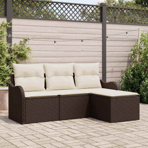 vidaXL Tuin Sofa Set met opslag 4 pcs Bruin poly rattan