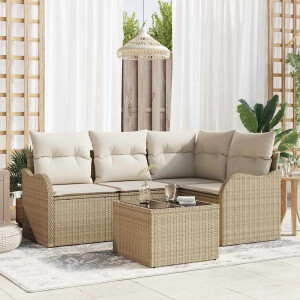 vidaXL Tuin Sofa Set met opslag 5 pcs Bruin poly rattan