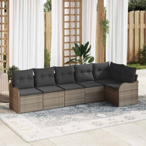 vidaXL Tuin Sofa Set met opslag 6 pcs Grijs poly rattan