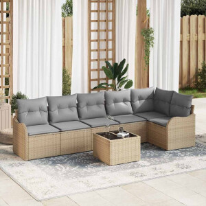 vidaXL Tuin Sofa Set met kussen met opslag 7 pcs Zwart Poly riet