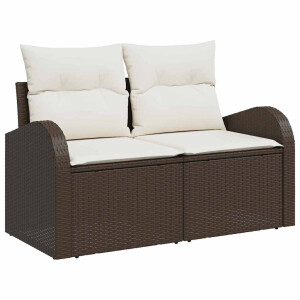 vidaXL Tuin Sofa Set 5 pcs Bruin en Crème Poly rattan, staal en glas