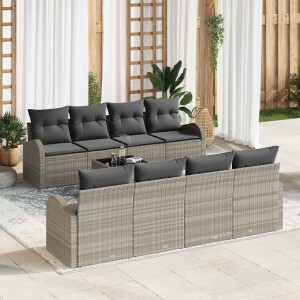 vidaXL Tuin Sofa Set 9 pcs Licht Grijs en Donker Grijs poly rattan