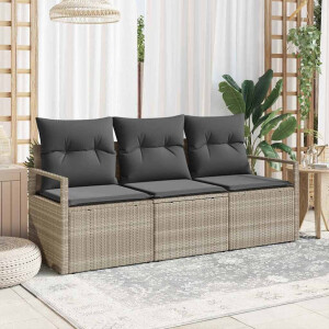 vidaXL Tuin Sofa Set met kussen met opslag 3 pcs Lichtgrijs