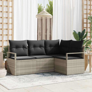vidaXL Tuin Sofa Set met kussen met opslag 4 pcs Lichtgrijs