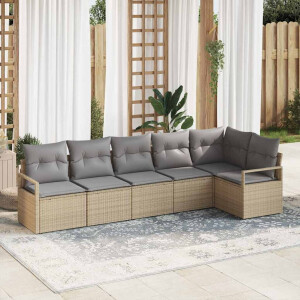 vidaXL Tuin Sofa Set met kussen met opslag 6 pcs Beige en Licht Grijs