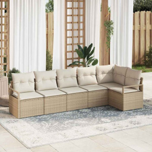 vidaXL Tuin Sofa Set met kussen met opslag 6 pcs Beige en Crème