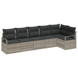 vidaXL Tuin Sofa Set met kussen met opslag 6 pcs Lichtgrijs