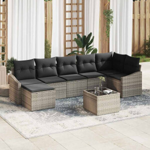 vidaXL Tuin Sofa Set met kussen 8 pcs Lichtgrijs poly rattan