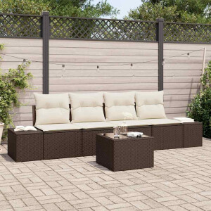 vidaXL Tuin Sofa Set met kussen 5 pcs Bruin en Crème poly rattan