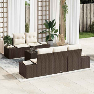 vidaXL Tuin Sofa Set met kussen 6 pcs Bruin en Crème poly rattan