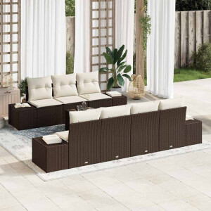 vidaXL Tuin Sofa Set met kussen 8 pcs Bruin en Crème poly rattan