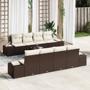 vidaXL Tuin Sofa Set met kussen 8 pcs Bruin en Crème poly rattan