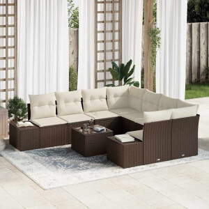 vidaXL Tuin Sofa Set met kussen 9 pcs Bruin en Crème poly rattan