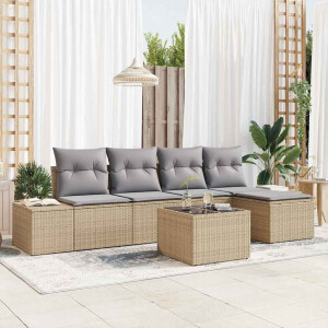 vidaXL Tuin Sofa Set met kussen 5 pcs Beige en Licht Grijs poly rattan