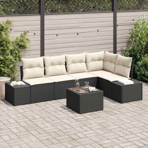 vidaXL Tuin Sofa Set met kussen met opslag 6 pcs Bruin en Crème