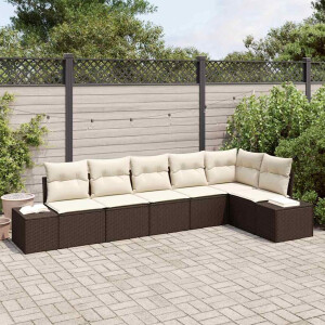 vidaXL Tuin Sofa Set met kussen 6 pcs Bruin en Crème poly rattan