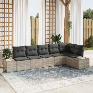 vidaXL Tuin Sofa Set met kussen 6 pcs Lichtgrijs poly rattan