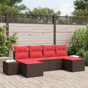vidaXL Tuin Sofa Set 4 st Bruin en Rood poly rattan