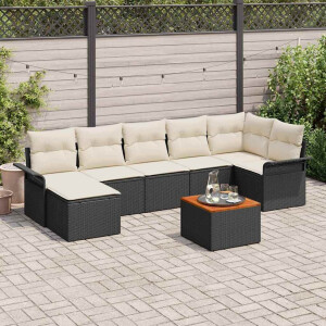 vidaXL Tuin Sofa Set met kussen met opslag 8 pcs Zwart en Crème