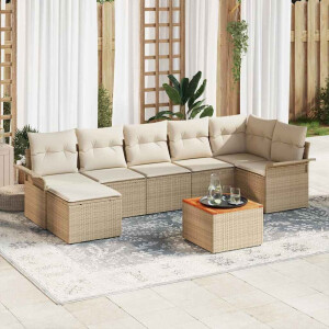 vidaXL Tuin Sofa Set met kussen met opslag 8 pcs Beige en Crème