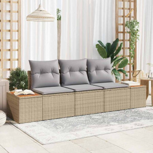 vidaXL Tuin Sofa Set met kussen 3 pcs beige en lichtgrijs Poly riet