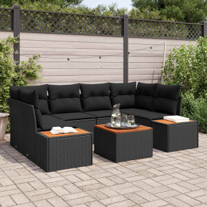 vidaXL Tuin Sofa Set met kussen met opslag 6 pcs Zwart Poly riet