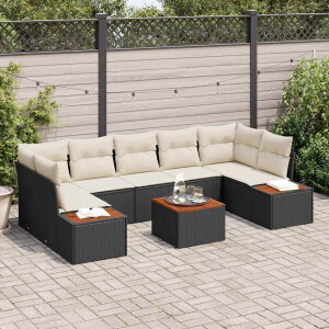vidaXL Tuin Sofa Set met kussen met opslag 8 pcs Zwart Poly riet