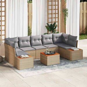 vidaXL Tuin Sofa Set met kussen met opslag 8 pcs Beige Poly riet