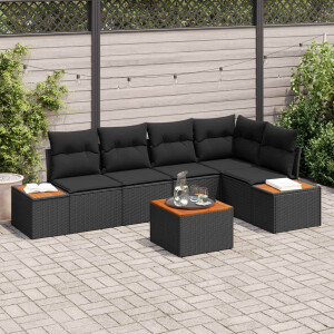 vidaXL Tuin Sofa Set met kussen met opslag 6 pcs Zwart Poly riet