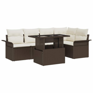 vidaXL Tuin Sofa Set met kussen met opslag 6 pcs Bruin Poly riet