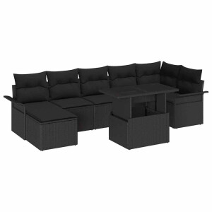 vidaXL Tuin Sofa Set met kussen met opslag 8 pcs Zwart Poly riet