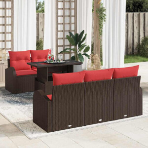 vidaXL Tuin Sofa Set met kussen met opslag 6 pcs Bruin Poly Rattan