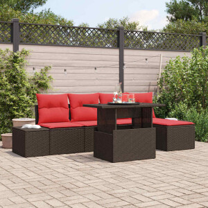 vidaXL Tuin Sofa Set 6 st Bruin poly rattan
