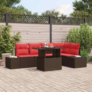 vidaXL Tuin Sofa Set 6 st Bruin poly rattan