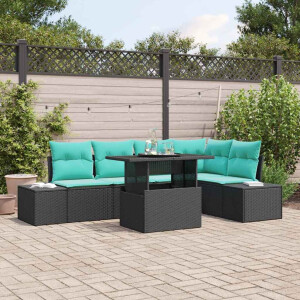 vidaXL Tuin Sofa Set 6 st Zwart poly rattan