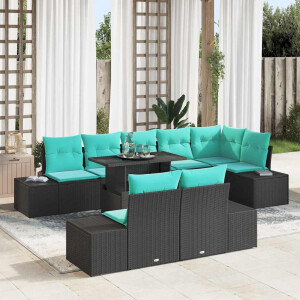 vidaXL Tuin Sofa Set 9 st Zwart poly rattan