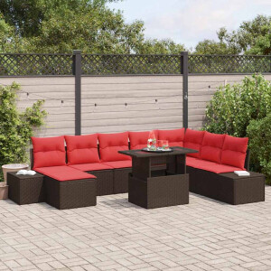 vidaXL Tuin Sofa Set 9 st Bruin poly rattan