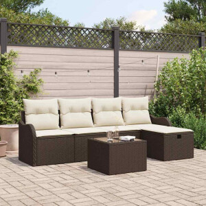vidaXL Tuin Sofa Set met kussen 6 pcs Bruin en Crème poly rattan