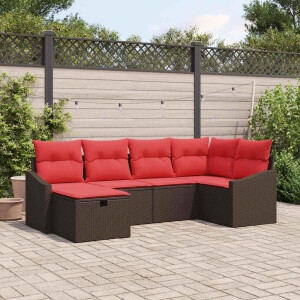 vidaXL Bankstel 6 st Bruin poly rattan