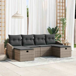 vidaXL Tuin Sofa Set met kussen met opslag 6 pcs poly rattan