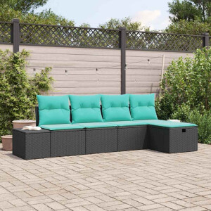 vidaXL Tuin Sofa Set 5 st Zwart poly rattan