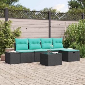 vidaXL Tuin Sofa Set 6 st Zwart poly rattan
