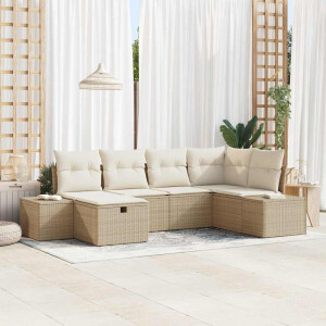 vidaXL Tuin Sofa Set met kussen 6 pcs Beige poly rattan