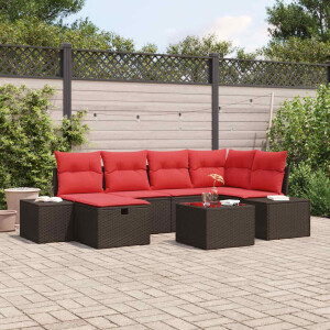 vidaXL Tuin Sofa Set met kussen 7 pcs Bruin poly rattan