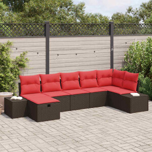 vidaXL Tuin Sofa Set met kussen 7 pcs Bruin poly rattan