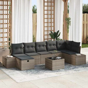 vidaXL Tuin Sofa Set met kussen 8 pcs Grijs poly rattan