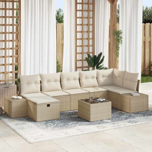 vidaXL Tuin Sofa Set met kussen 8 pcs Beige poly rattan