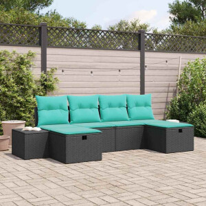 vidaXL Tuin Sofa Set 6 st Zwart poly rattan