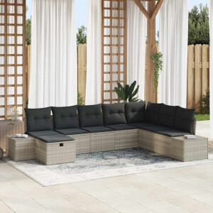 vidaXL Tuin Sofa Set met kussen 8 pcs Lichtgrijs poly rattan
